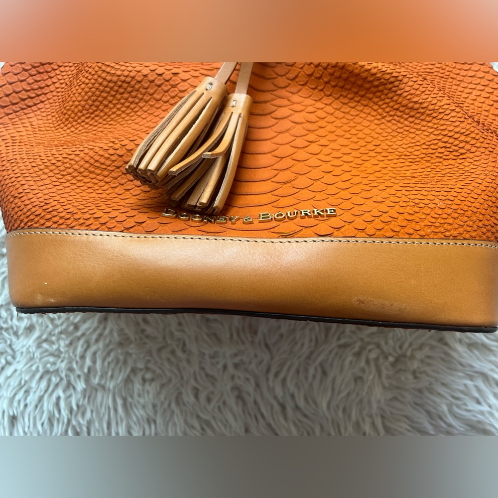 Dooney & Bourke Orange Drawstring Bucket Bag - Picture 2 of 9